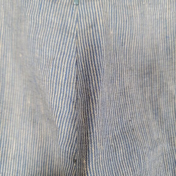 CAbi Carol Anderson Womens Linen Wide-Leg Pants Size 12 Beige Blue Pinstripe New - Picture 3 of 12